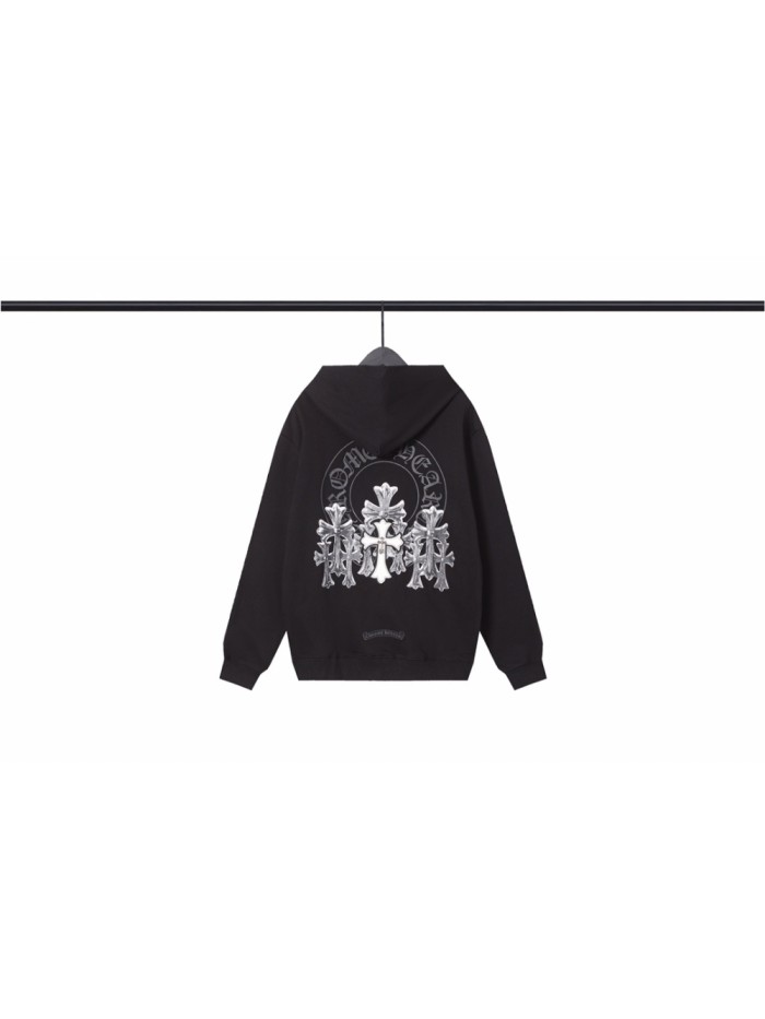[50% Off]Hooded Sweatshirt with Multi Cross Print on the Back 23995091