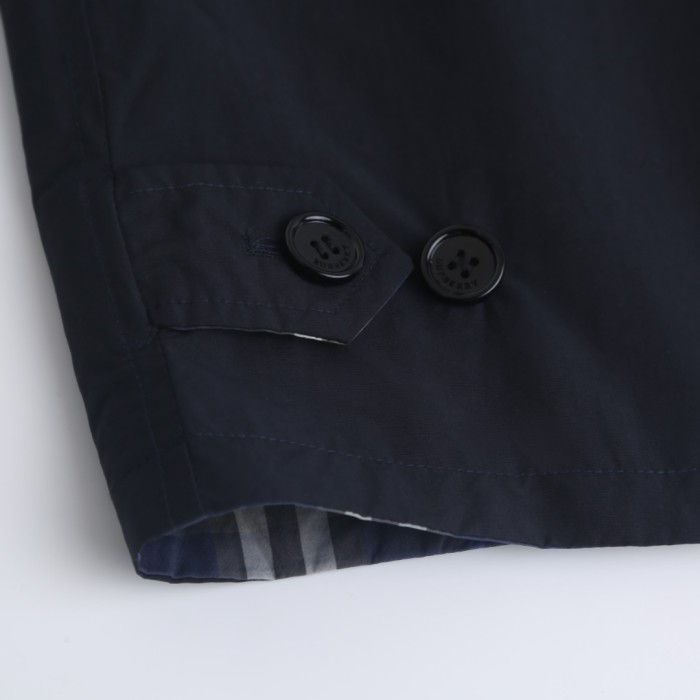 1:1 quality version Blue Plaid Chest Letter Embroidered Logo Drawstring Windproof Reversible Hooded Jacket 29395213
