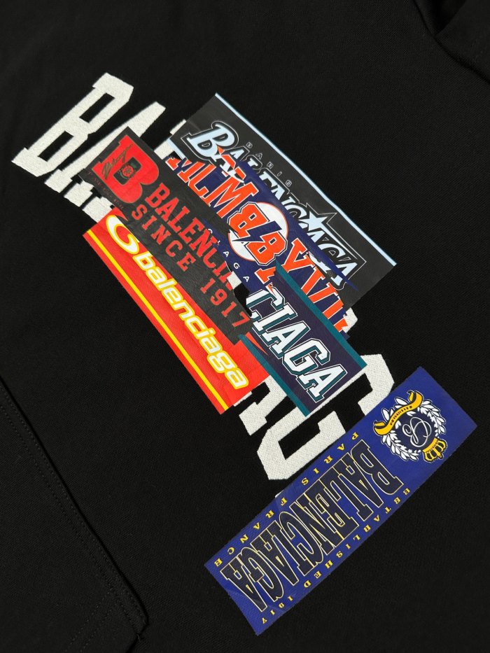 1:1 quality version High Street Vintage Front Multi Sticker Letter Back Patch Label Letter Print Hoodie 29395009