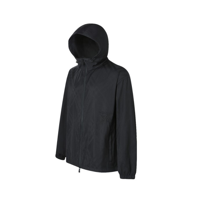 1:1 quality version Jacquard Twill Plaid Embroidered Zip Drawstring Hooded Jacket 29395221