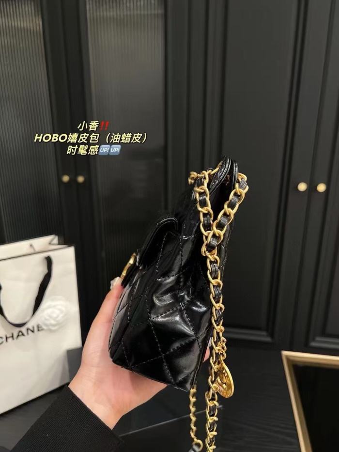 Vintage Hobo Shoulder Bag Quilted Diamond Stitch Gold Chain Hardware Oil Wax Leather Crossbody Handbag 29396360