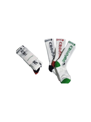 1:1 quality version White Background Gothic Vertical Letter Rib‑Knit Mid‑Crew Socks 3 Pairs Per Card 29399297
