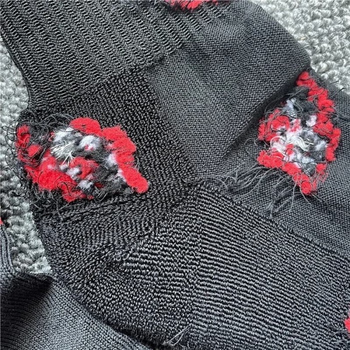 1:1 quality version Red Lip Bite‑Lip Cotton Rib‑Knit Stretch Breathable Mid‑Crew Socks 3 Pairs Per Card 29399281