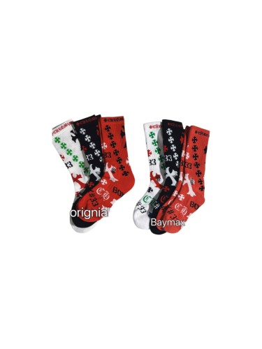 1:1 quality version Cross Letter Cotton Stretch Thick Rib‑Knit Unisex Trendy Mid‑Crew Socks 3 Pairs Per Card 29399293