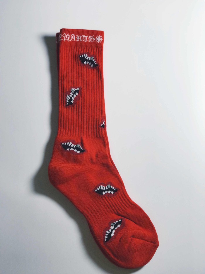 1:1 quality version Red Lip Bite‑Lip Cotton Rib‑Knit Stretch Breathable Mid‑Crew Socks 3 Pairs Per Card 29399281