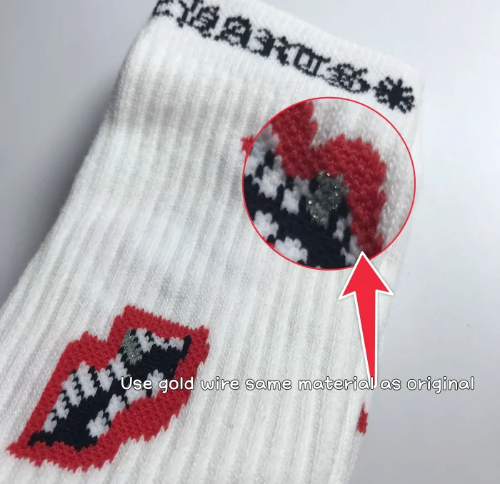 1:1 quality version Red Lip Bite‑Lip Cotton Rib‑Knit Stretch Breathable Mid‑Crew Socks 3 Pairs Per Card 29399281