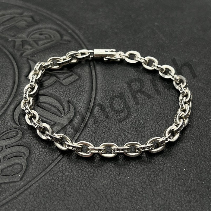 [50% Off]Pure Silver Fine Letter Insert Aged Cuban Bracelet 25732170
