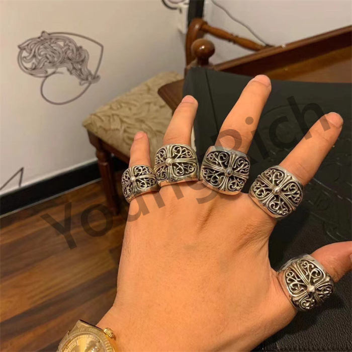 [50% Off]CH Vintage Cross Cross Flower Tomb Sword Hexagram Ring 26 colors 25718177