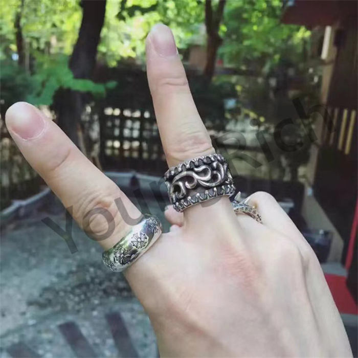 [50% Off]CH Vintage Cross Cross Flower Tomb Sword Hexagram Ring 26 colors 25718177