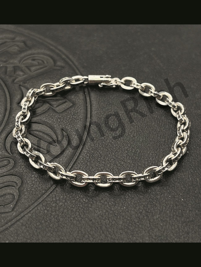 [50% Off]Pure Silver Fine Letter Insert Aged Cuban Bracelet 25732170