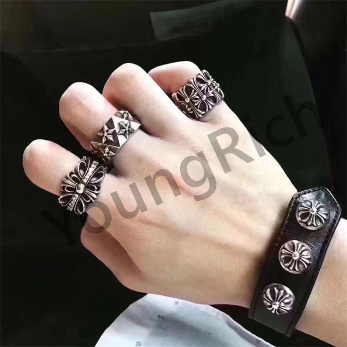 [50% Off]CH Vintage Cross Cross Flower Tomb Sword Hexagram Ring 26 colors 25718177