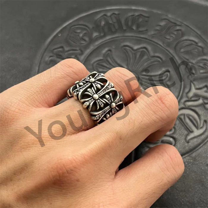 [50% Off]CH Vintage Cross Cross Flower Tomb Sword Hexagram Ring 26 colors 25718177