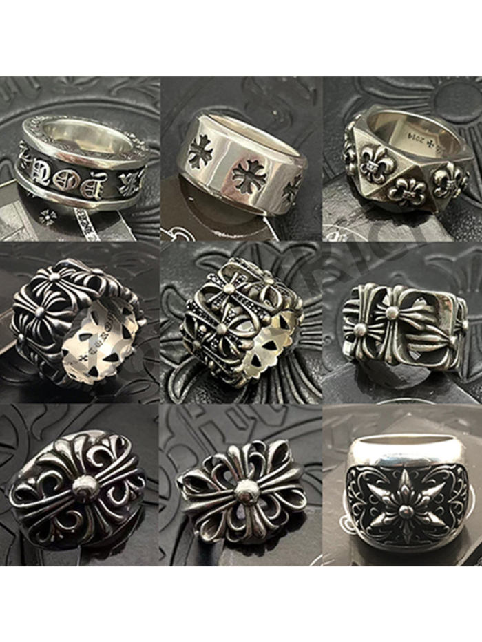 [50% Off]CH Vintage Cross Cross Flower Tomb Sword Hexagram Ring 26 colors 25718177