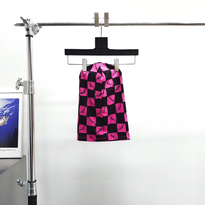Pink‑Black Checkerboard All‑Over Print Hand‑Letter Embroidery Balaclava Shiesty Mask 29409214