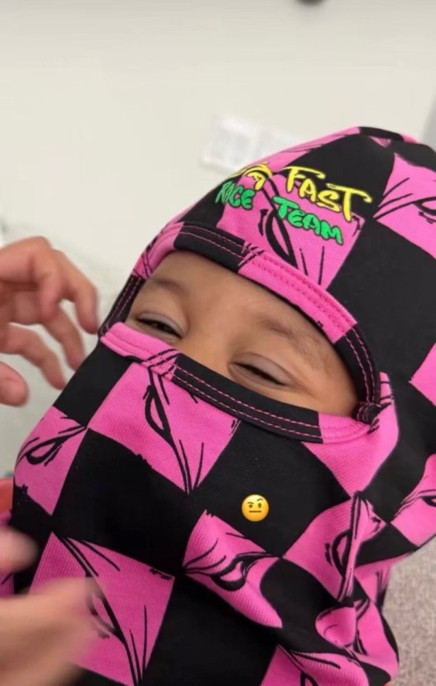 Pink‑Black Checkerboard All‑Over Print Hand‑Letter Embroidery Balaclava Shiesty Mask 29409214