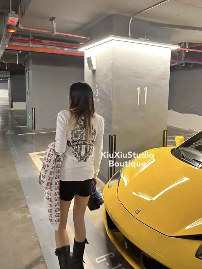 1:1 quality version Green Sword Vine Print Waffle Slim‑Fit Long Sleeve Tee 29426184