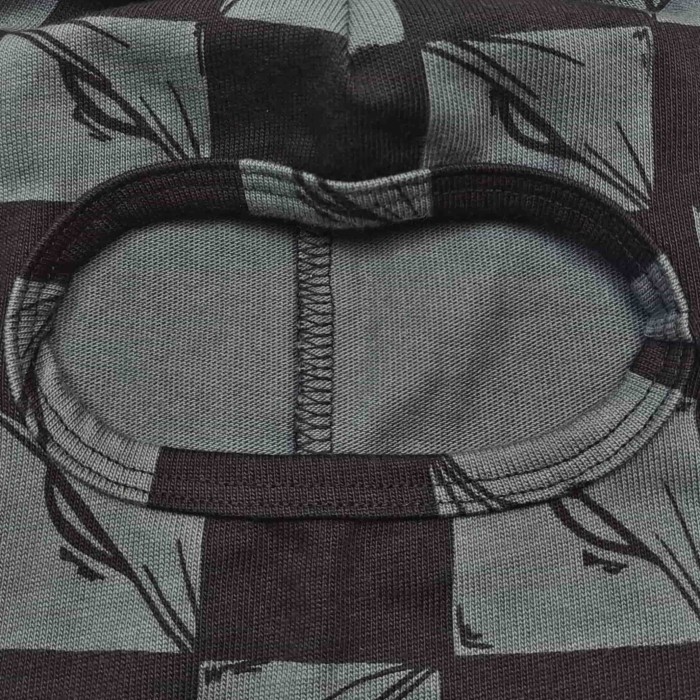Black‑Grey Checkerboard All‑Over Print Red Flame Single‑Hole Balaclava Shiesty Mask 29409212