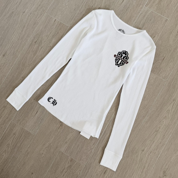 1:1 quality version Green Sword Vine Print Waffle Slim‑Fit Long Sleeve Tee 29426184