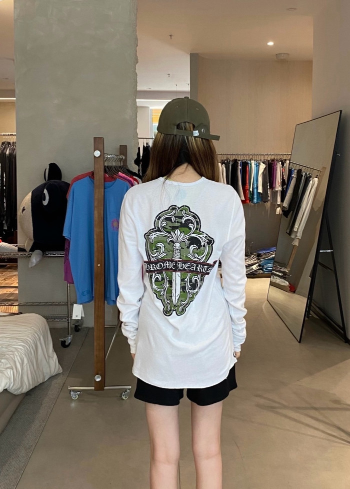 1:1 quality version Green Sword Vine Print Waffle Slim‑Fit Long Sleeve Tee 29426184