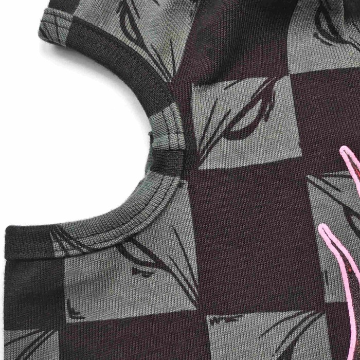 Black‑Grey Checkerboard All‑Over Print Red Flame Single‑Hole Balaclava Shiesty Mask 29409212