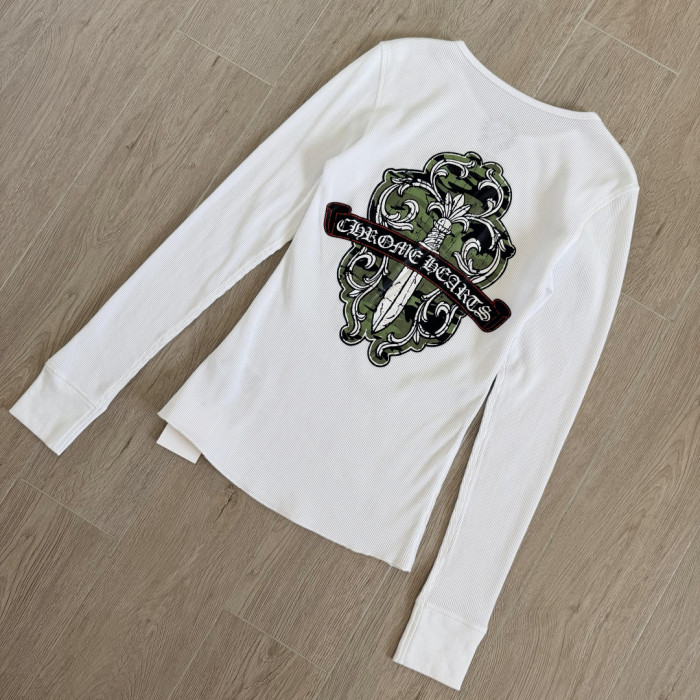 1:1 quality version Green Sword Vine Print Waffle Slim‑Fit Long Sleeve Tee 29426184