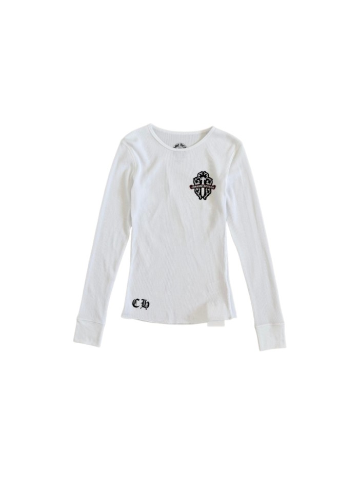 1:1 quality version Green Sword Vine Print Waffle Slim‑Fit Long Sleeve Tee 29426184
