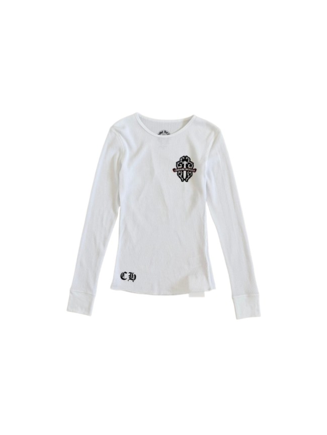 1:1 quality version Green Sword Vine Print Waffle Slim‑Fit Long Sleeve Tee 29426184