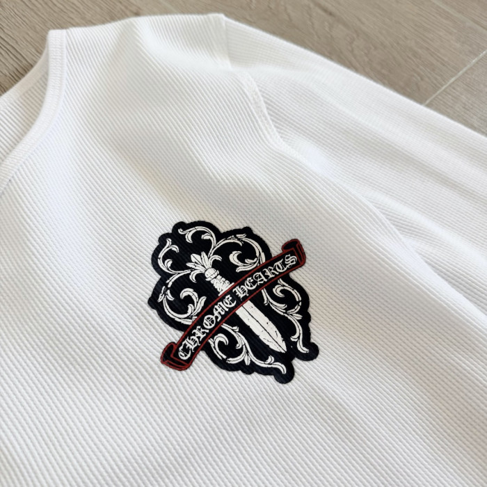 1:1 quality version Green Sword Vine Print Waffle Slim‑Fit Long Sleeve Tee 29426184