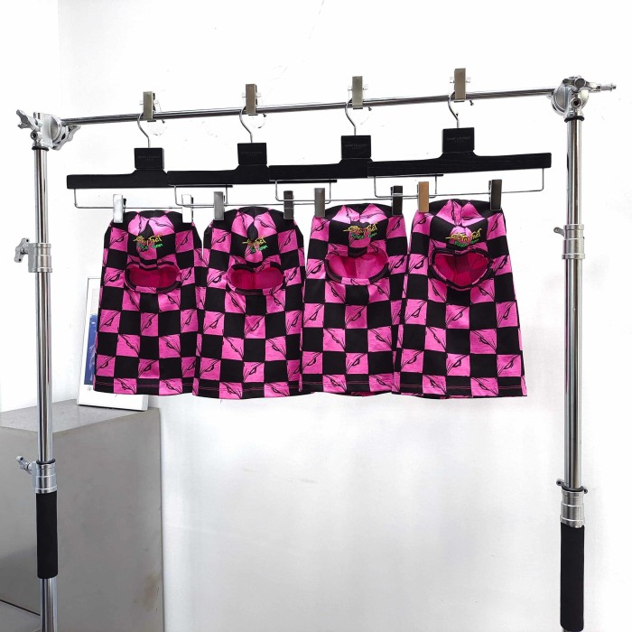 Pink‑Black Checkerboard All‑Over Print Hand‑Letter Embroidery Balaclava Shiesty Mask 29409214
