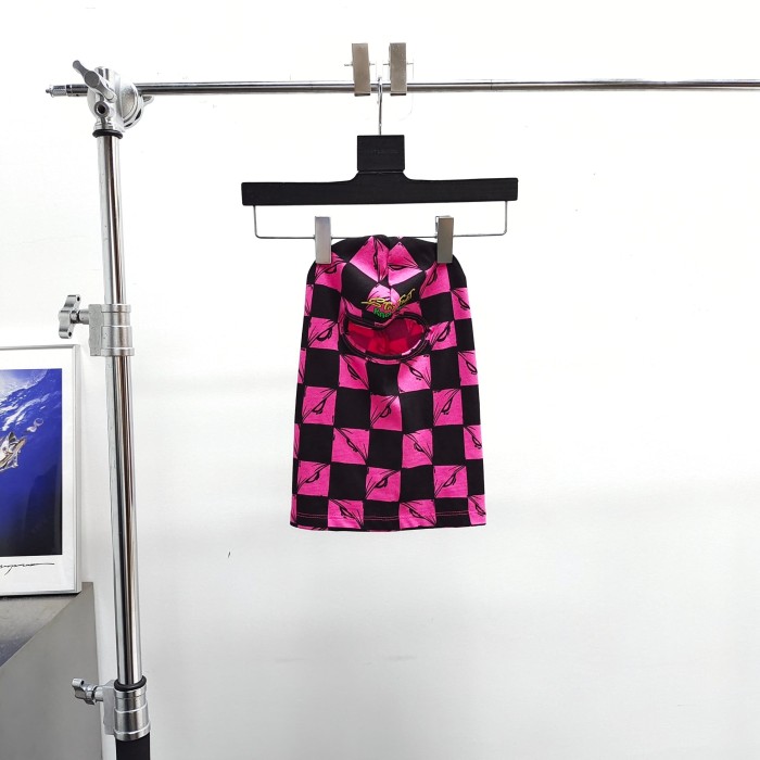 Pink‑Black Checkerboard All‑Over Print Hand‑Letter Embroidery Balaclava Shiesty Mask 29409214