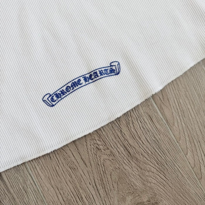 1:1 quality version Blue Horseshoe Ring Script Letter Surrounded Waffle Knit Long Sleeve Tee 2 colors 29426191
