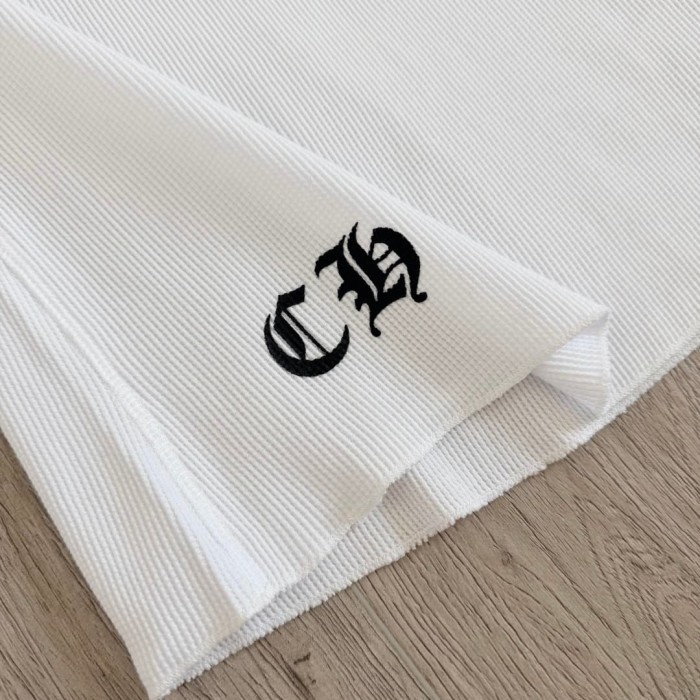 1:1 quality version Blue Horseshoe Ring Script Letter Surrounded Waffle Knit Long Sleeve Tee 2 colors 29426191