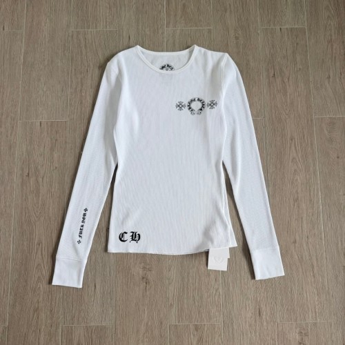 1:1 quality version Black‑White Horseshoe‑Ring Cross‑Flower‑Slogan‑Prin Waffle Knit Long Sleeve Tee 2 colors 29426217