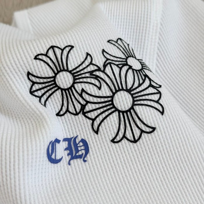 1:1 quality version Blue Horseshoe Ring Script Letter Surrounded Waffle Knit Long Sleeve Tee 2 colors 29426191