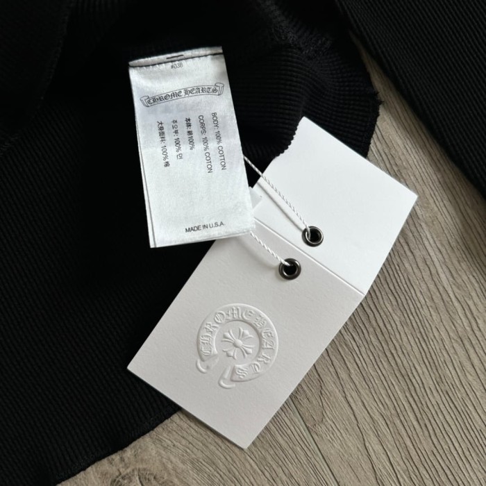 1:1 quality version Black‑White Horseshoe‑Ring Cross‑Flower‑Slogan‑Prin Waffle Knit Long Sleeve Tee 2 colors 29426217
