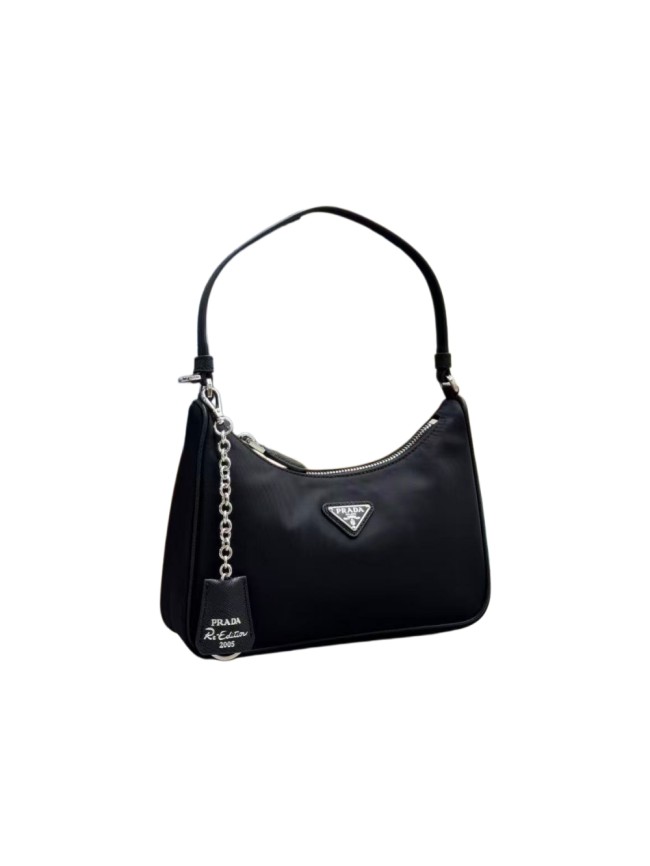 1:1 quality version Re Edition 2005 Metal Triangle Logo Nylon Hobo Bag Chain Charm Hand Shoulder Bag 29426269