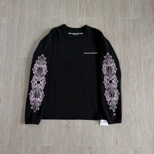 1:1 quality version Chest Scroll Dual Sleeve Pink Floral Print Waffle Knit Loose Fit Long Sleeve Tee 29426238