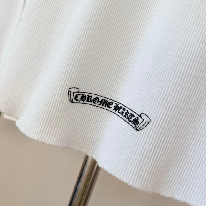 1:1 quality version Black‑White Horseshoe‑Ring Cross‑Flower‑Slogan‑Prin Waffle Knit Long Sleeve Tee 2 colors 29426217