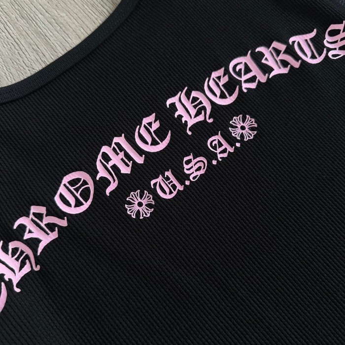 1:1 quality version Chest Scroll Arc Pink Gothic Letter Print Waffle Knit Cropped Tee for girls 29426256