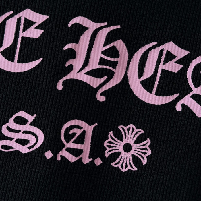 1:1 quality version Chest Scroll Dual Sleeve Pink Floral Print Waffle Knit Loose Fit Long Sleeve Tee 29426238