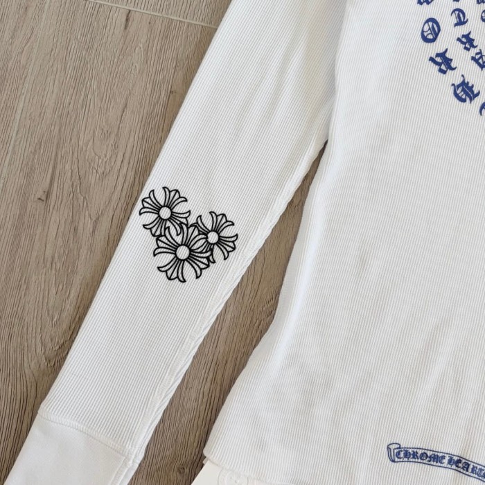 1:1 quality version Blue Horseshoe Ring Script Letter Surrounded Waffle Knit Long Sleeve Tee 2 colors 29426191