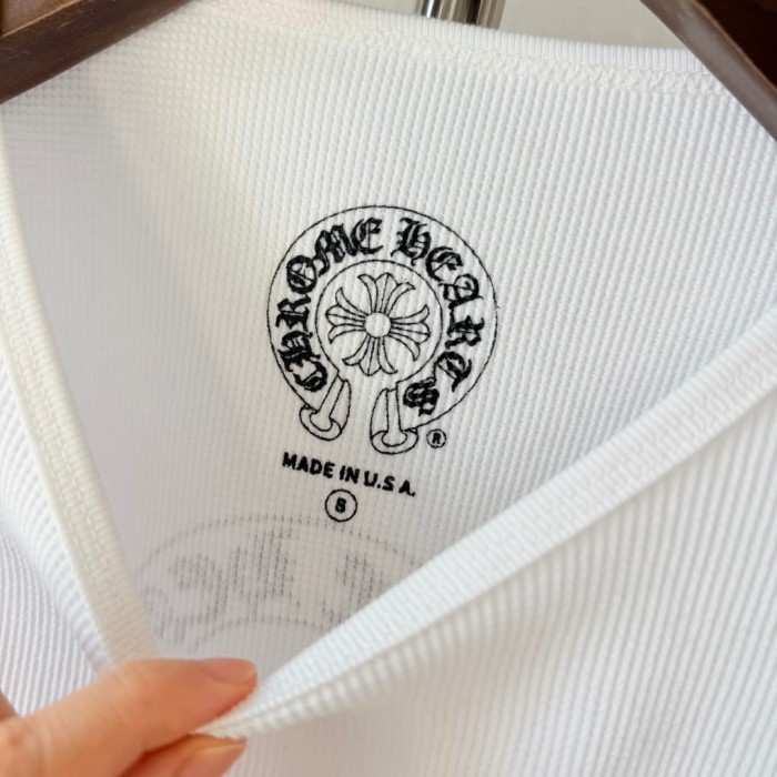 1:1 quality version Black‑White Horseshoe‑Ring Cross‑Flower‑Slogan‑Prin Waffle Knit Long Sleeve Tee 2 colors 29426217