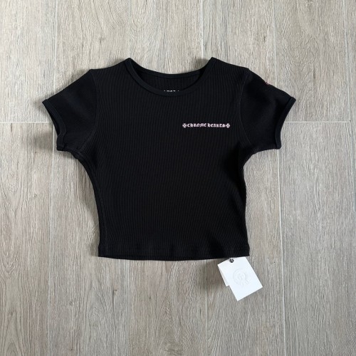 1:1 quality version Chest Scroll Arc Pink Gothic Letter Print Waffle Knit Cropped Tee for girls 29426256