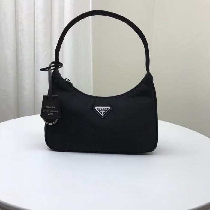 Re‑Edition 2000 Metal Triangle Logo Nylon Hobo Underarm Handbag Shoulder Bag 29443283