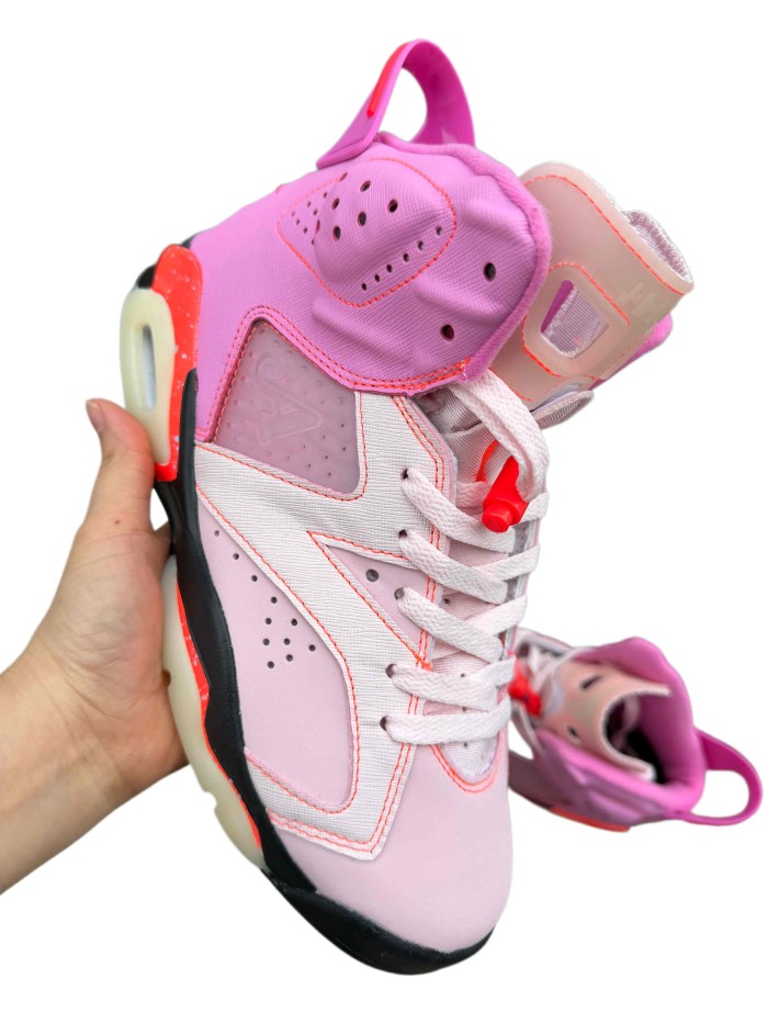 [plus-size shoes] Air @j6 Awake NY Playful Pink Color Block Splatter Midsole Air Cushion High Top Basketball Sneakers 29456741