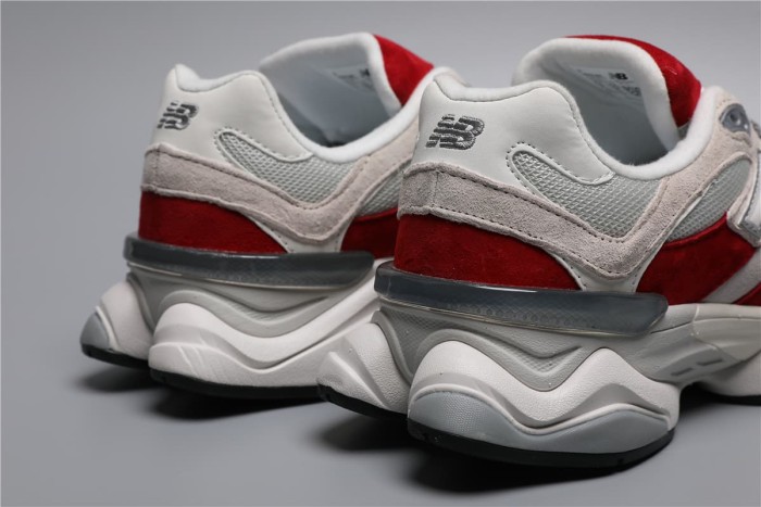 [plus-size shoes]New B@L@nce 9060 Gray Red Color Block Mesh Cushion Low Top Dad Sneakers 29461067