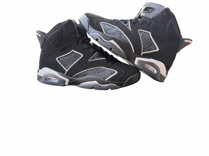 [plus-size shoes] Air @j6 Black Cool Grey Metallic Silver Nubuck High Top Air Cushion Basketball Sneakers 29461148