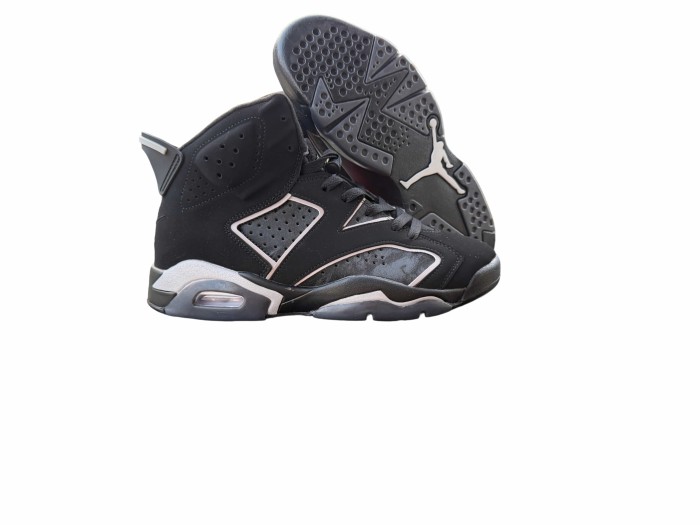 [plus-size shoes] Air @j6 Black Cool Grey Metallic Silver Nubuck High Top Air Cushion Basketball Sneakers 29461148