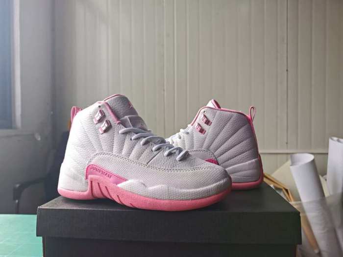 [plus-size shoes] Air @j12 Dynamic Pink Grain Leather High Top Air Cushion Retro Basketball Sneakers 29461446