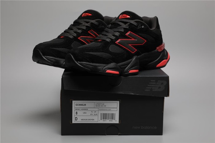 [plus-size shoes]New B@L@nce 9060 Black Red Color Block Mesh Cushion Low Top Dad Sneakers 29461062